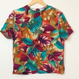 90's Vintage Palm Leaf Short Sleeve Size 6 Medium